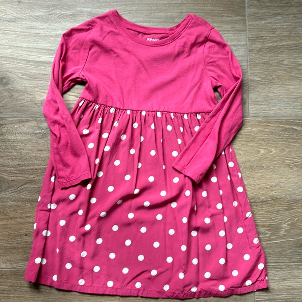 Old Navy Girls Pink with Polka Dot Babydoll Dress - Size 4T
